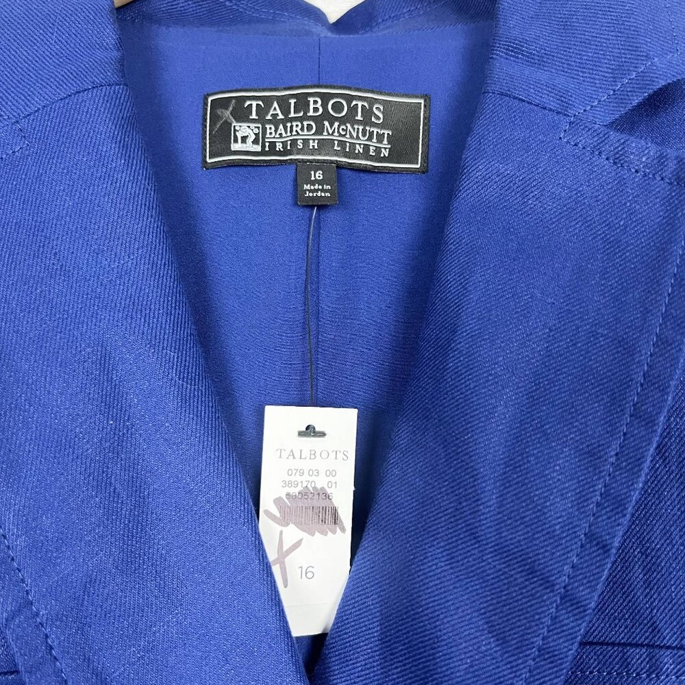 Luxe Irish Linen Dress Baird McNutt x Talbots bright navy blue A-line belted - Picture 6 of 8